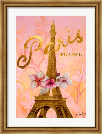 Framed Gold Paris Eiffel Panel Print