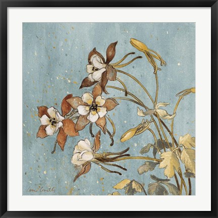 Framed Wild Flowers on Blue II Print