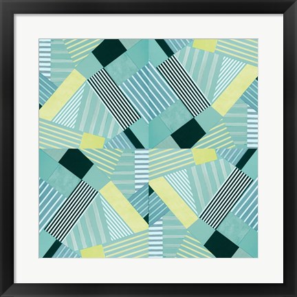 Framed Geo Stripes in Pale Teal Print