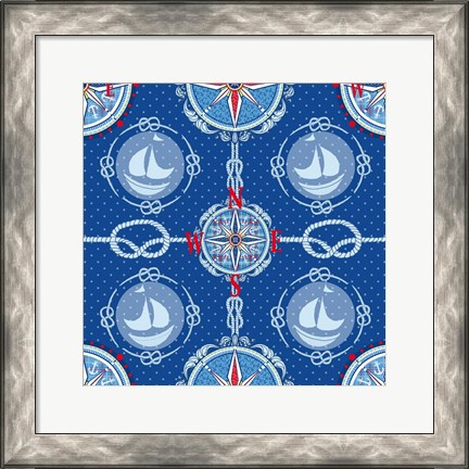 Framed Nautical Navigation Pattern IV Print
