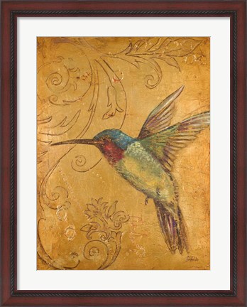 Framed Golden Hummingbird II Print