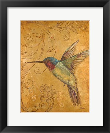 Framed Golden Hummingbird II Print