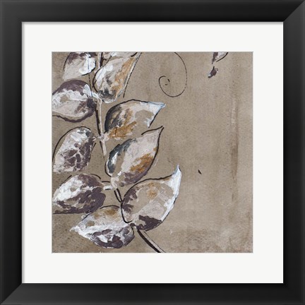 Framed Watercolor Leaves Square I Print