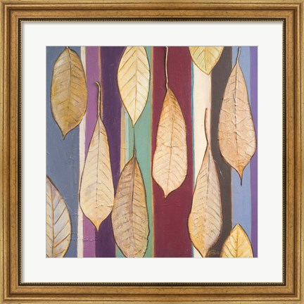 Framed Leaves And Stripes I Print