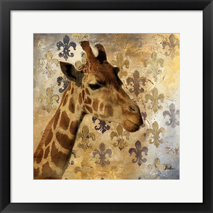 Framed Golden Safari III (Giraffe) Print