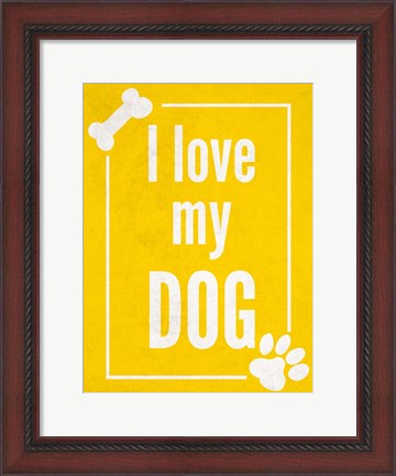 Framed Love my Dog Yellow Print