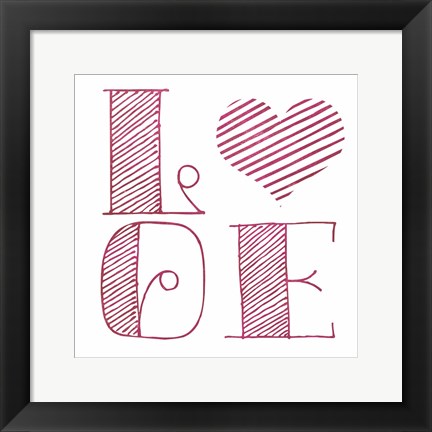 Framed Love Heart Pink Print