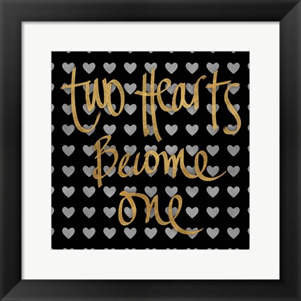 Framed Two Hearts Become One Pattern Print