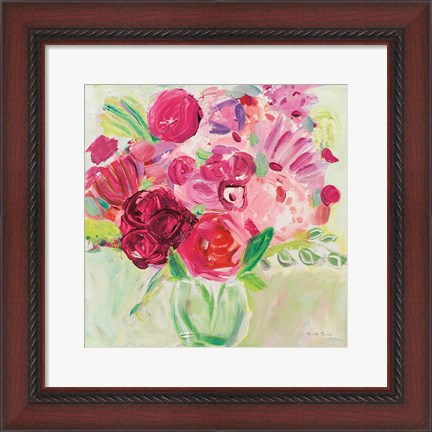 Framed Pink and Red Florals Print