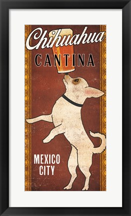 Framed White Chihuahua on Red Print