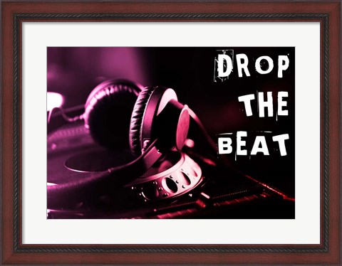Framed Drop The Beat  - Magenta and Red Print