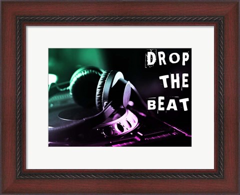 Framed Drop The Beat - Green and Pink Print
