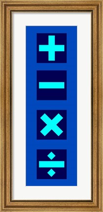 Framed Math Symbols Wall Scroll - Blue Print