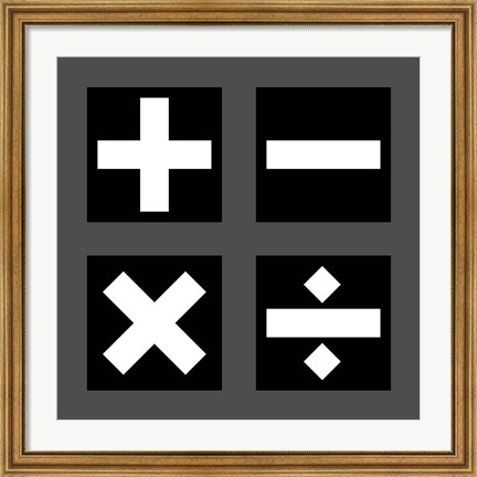 Framed Math Symbols Square - Black Print