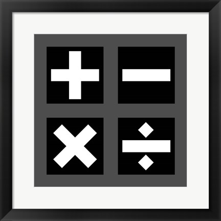 Framed Math Symbols Square - Black Print