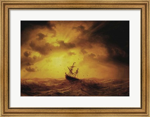 Framed Storm Pa Havet Print