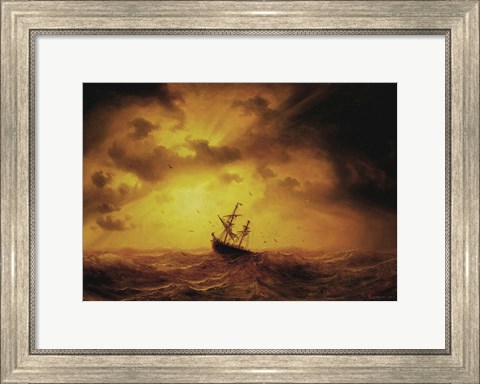 Framed Storm Pa Havet Print