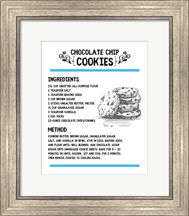 Framed Chocolate Chip Cookies Recipe White Background Print
