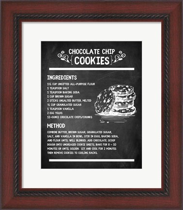 Framed Chocolate Chip Cookies Recipe Chalkboard Background Print