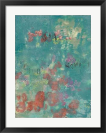 Framed Teal Rose Garden II Print