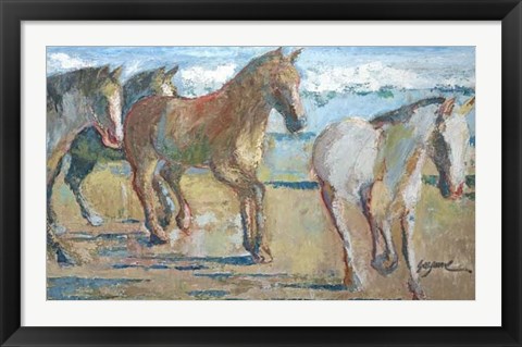 Framed Caballos en la Playa Print