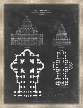 Framed Plan &amp; Elevation for St. Peter&#39;s &amp; St. Paul&#39;s Print