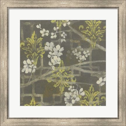 Framed Patterned Blossom Branch I Print