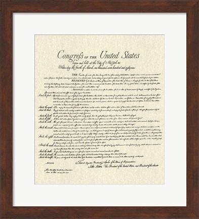 Framed Bill of Rights (Document) Print