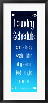 Framed Laundry Schedule - Ocean Blue Print