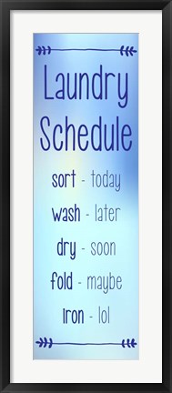 Framed Laundry Schedule - Sky Blue Print