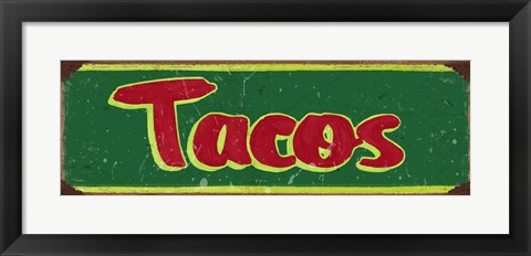 Framed Tacos Dk Green Print