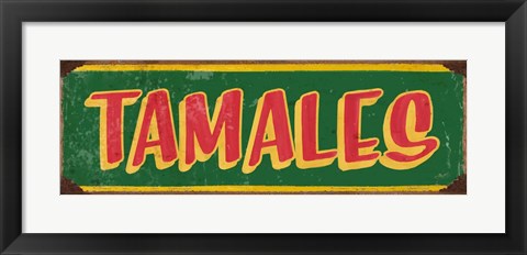 Framed Tamales Dk Green Print