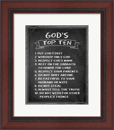 Framed God&#39;s Top Ten Chalkboard Print