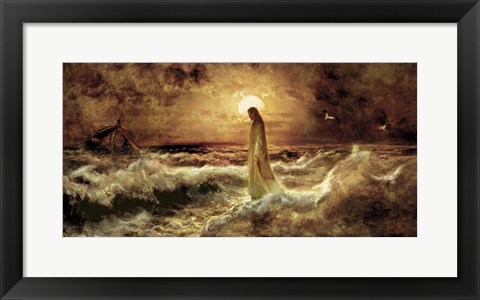 Framed Christ On Water Print