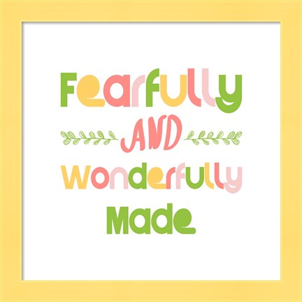 Framed Fearfully and Wonderfully Made - Pink and Green Print