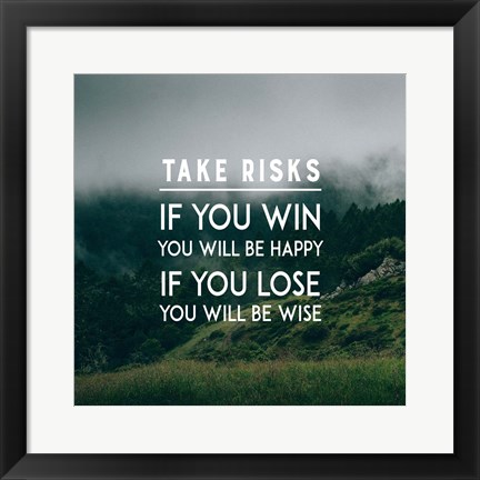 Framed Take Risks - Forest Landscape Color Print