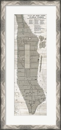 Framed New York Parks Map Vertical Print