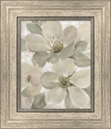 Framed White on White Floral I Crop Neutral Print