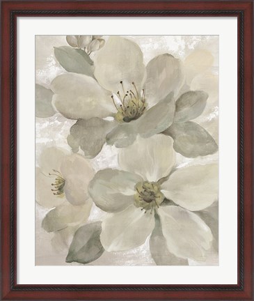 Framed White on White Floral I Crop Neutral Print
