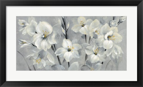 Framed Flowers on Gray Print