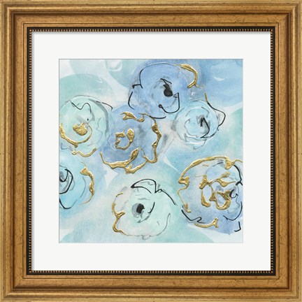 Framed Gold Edged Teal II Print