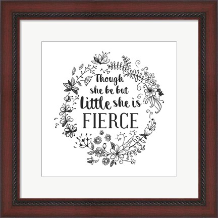 Framed Though She Be But Little - Wreath Doodle White Print