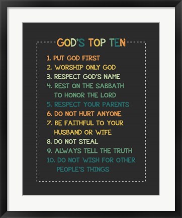 Framed God&#39;s Top Ten Stitch Border - Orange Print