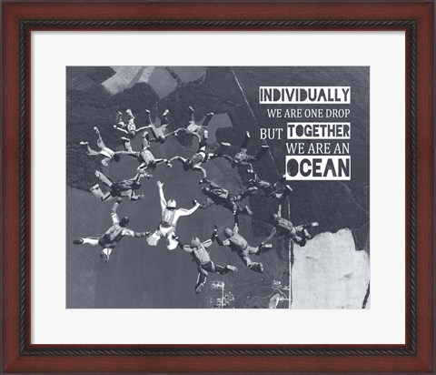 Framed Together We Are An Ocean - Skydiving Team Grayscale Print