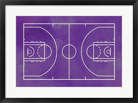 Framed Basketball Court Purple Paint Background Print