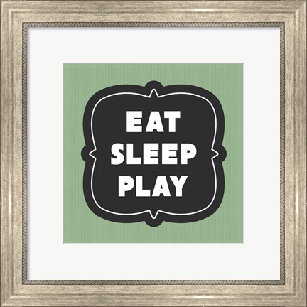 Framed Eat Sleep Play Football - Green Part II Print