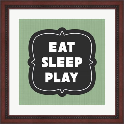 Framed Eat Sleep Play Football - Green Part II Print