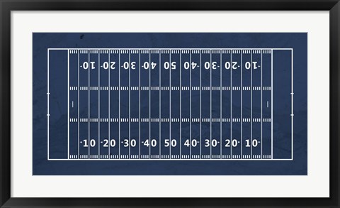 Framed American Football Field Blue Print