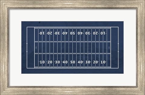 Framed American Football Field Blue Print