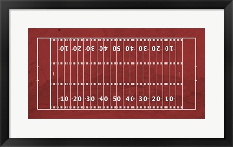 Framed American Football Field Red Print